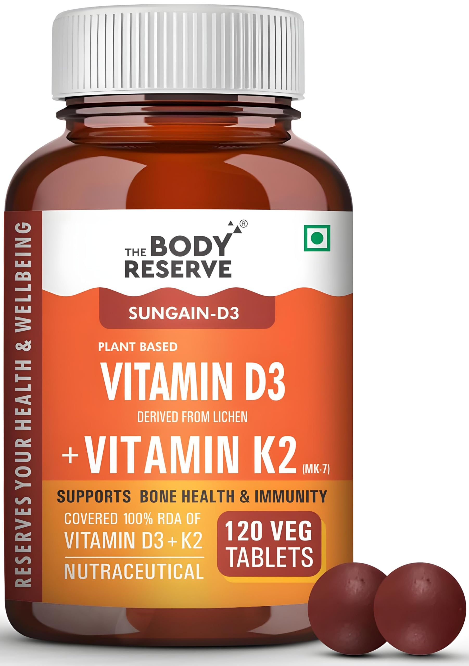 The Body Reserve Vitamin D3 K2 MK7-120 Veg Tablets, 100% RDA Plant-Based Vitamin D3 Supplement from Lichen Source with Vitamin K2 as MK7 Menaquinone (B0D6GR36ZG) Amazon Price History, Amazon Price Tracker
