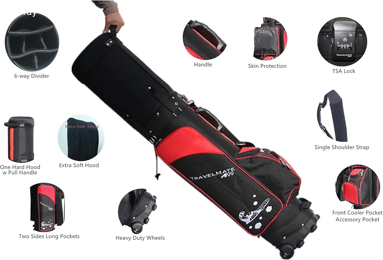 A99golf Travel Mate IV CarryOn Travel Cover Tavel golf bag With TSA Red/wht