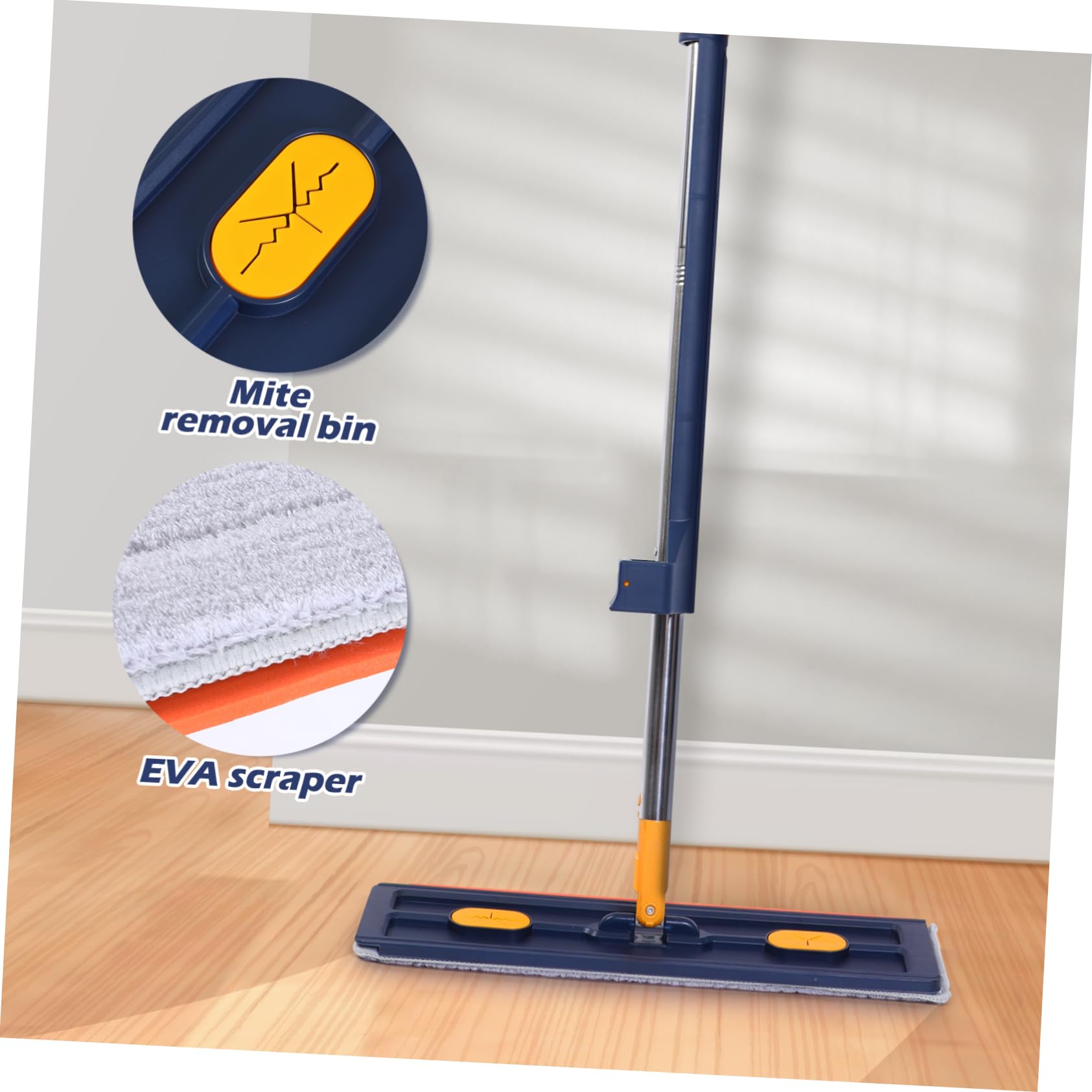 Veemoon Trapeador Plano sin Lavado Escurridor y 6 Almohadillas de Microfibra para Limpieza Profunda en Suelos de Parquet y Azulejos Base de Aleación y PVC