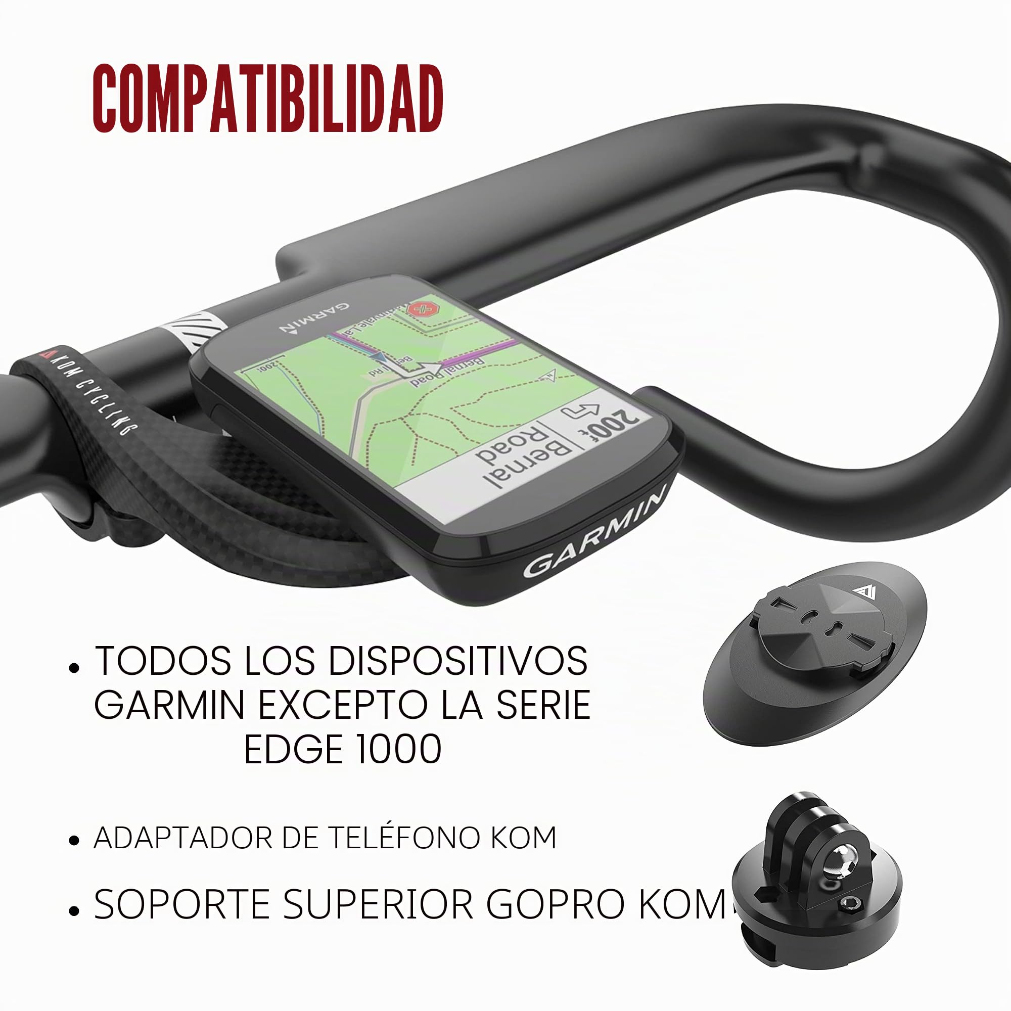 KOM Cycling Soporte para Ordenadores de Bicicletas Garmin Mount con Acabado en Carbono como el del Garmin Edge Mount Diseñado para Garmin Edge 530, Garmin 830 y Otros Modelos de Garmin | gps-vehículo-mounts