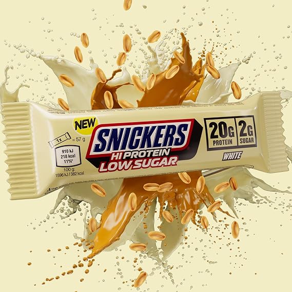 قضبان سنيكرز - بارات بروتين عالية منخفضة السكر - شوكولاتة بيضاء - 12x57g ، 12 Count (حزمة من 1)