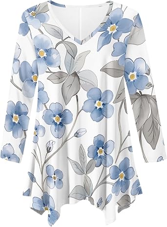 Plus Size Tunic Tees For Women Long Sleeve Spring Dressy Casual Irregular Hem Blouses