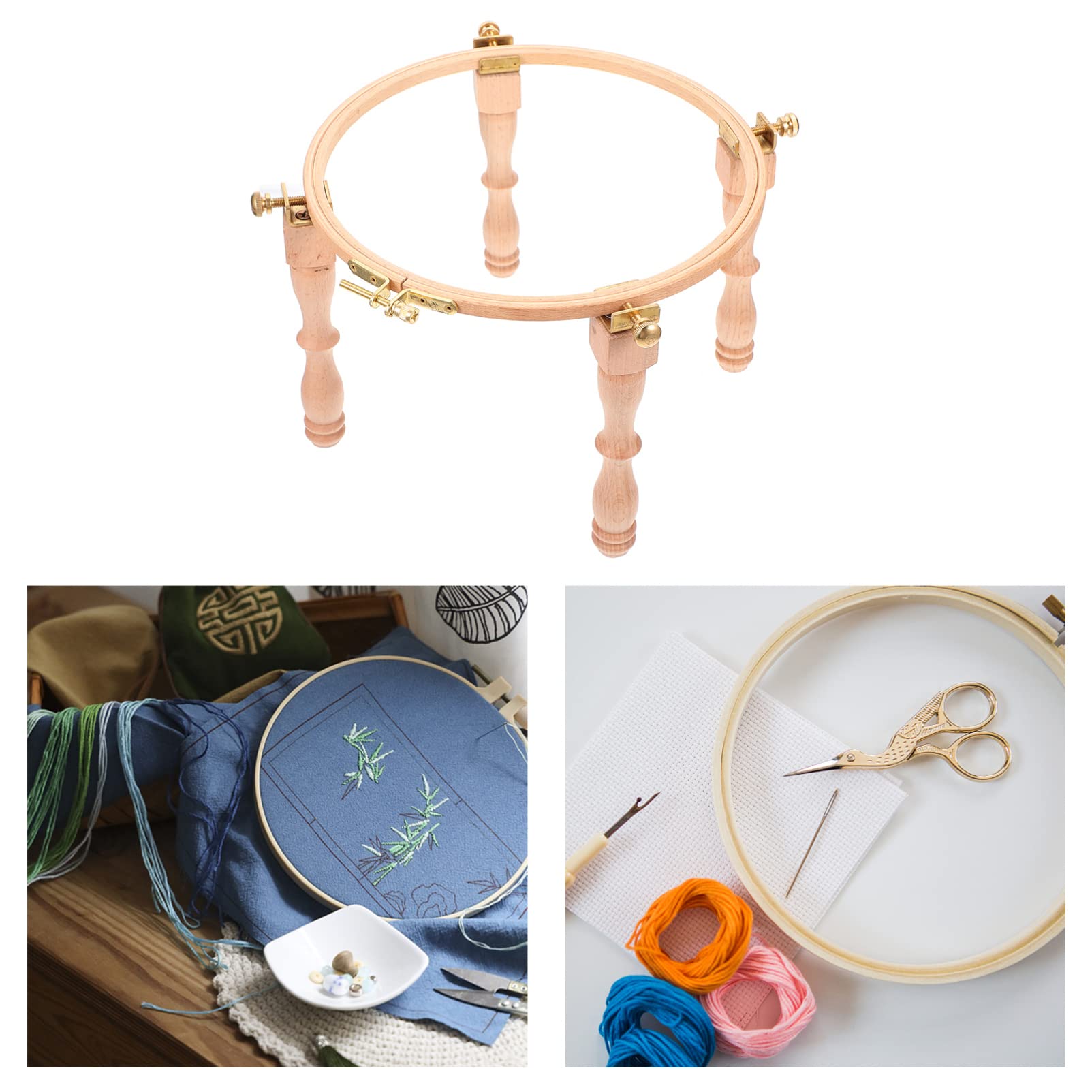 Ciieeo 1 Juego Bastidor De Bordado Soporte De Marco Anillo Aro De Bordado Cuadrado Mesa De Costura y Manos De Regazo Soporte De Madera Tapiz Manos