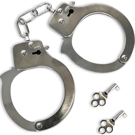 Deluxe Toy Cuffs with Key, Handcuffs Role Play Toys, Cowboy Sheriff Police Costume for Kids, Two Keys with Safety Release