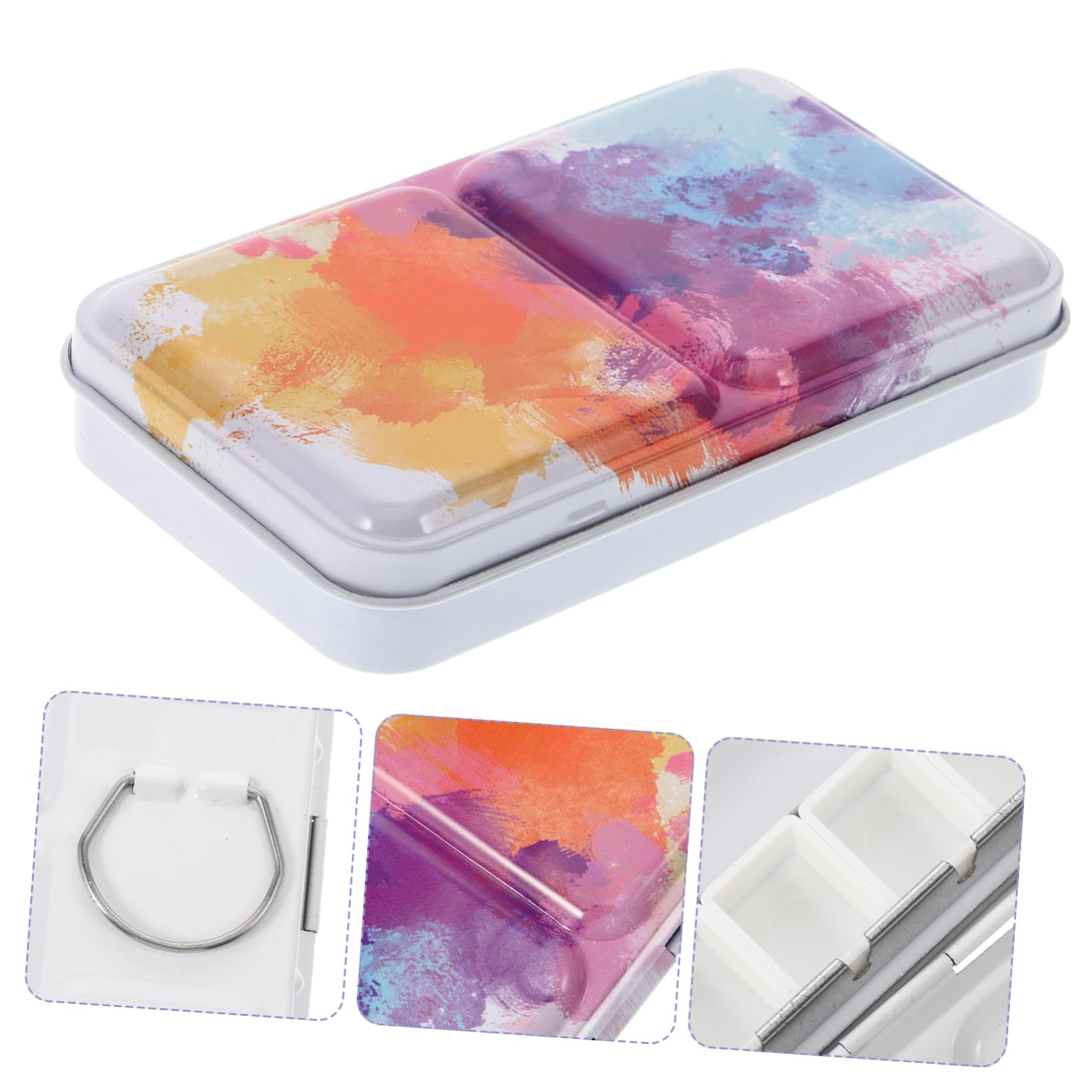 Lurrose 3ensembles Palette De Mélange Pigmentaire Boîte Art Portable pour Aquarelle Gouache Et Peinture à Huile avec Compartiments Idéale pour Artistes Et Débutants