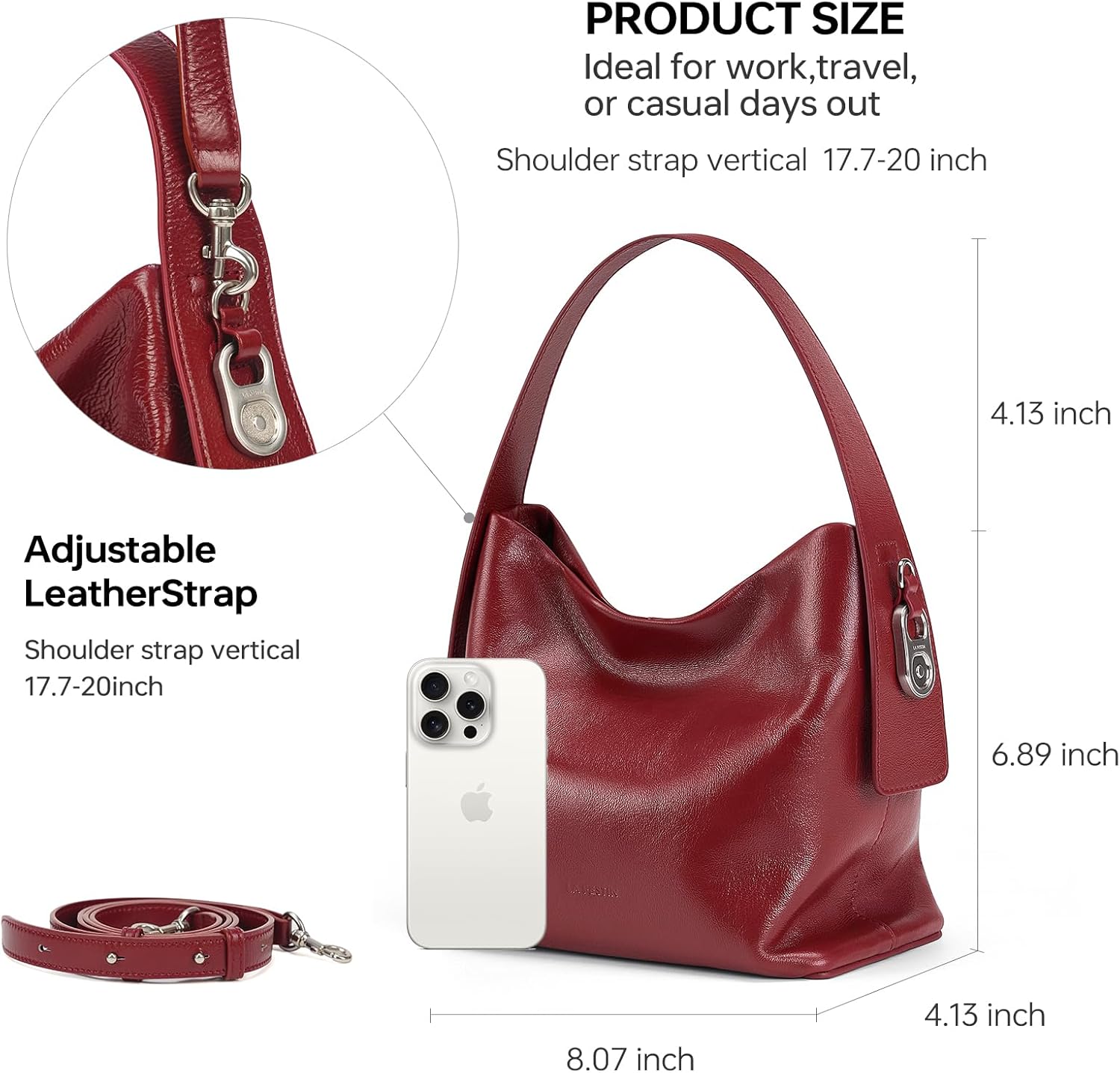 LA FESTIN Small Purse Leather Handbags for Women: Shoulder Crossbody Bag - Handbag with Strap - Image 3