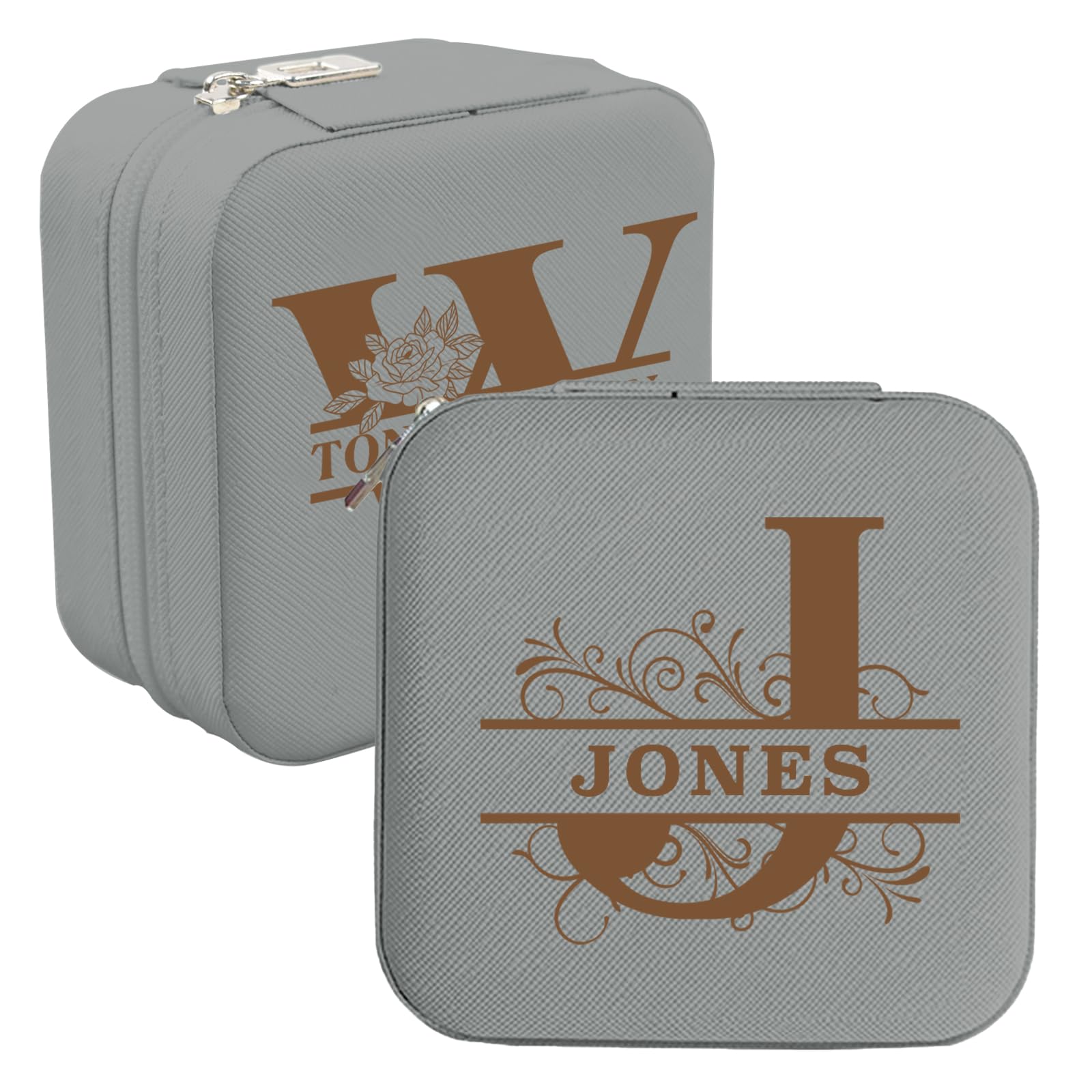 Personalised Engraved Travel Jewellery Box with Name and Initials for Women - Personalised Small Jewellery Case Organiser for Birthday, Wedding, Christmas, Bridesmaid, and Daughter Gifts.