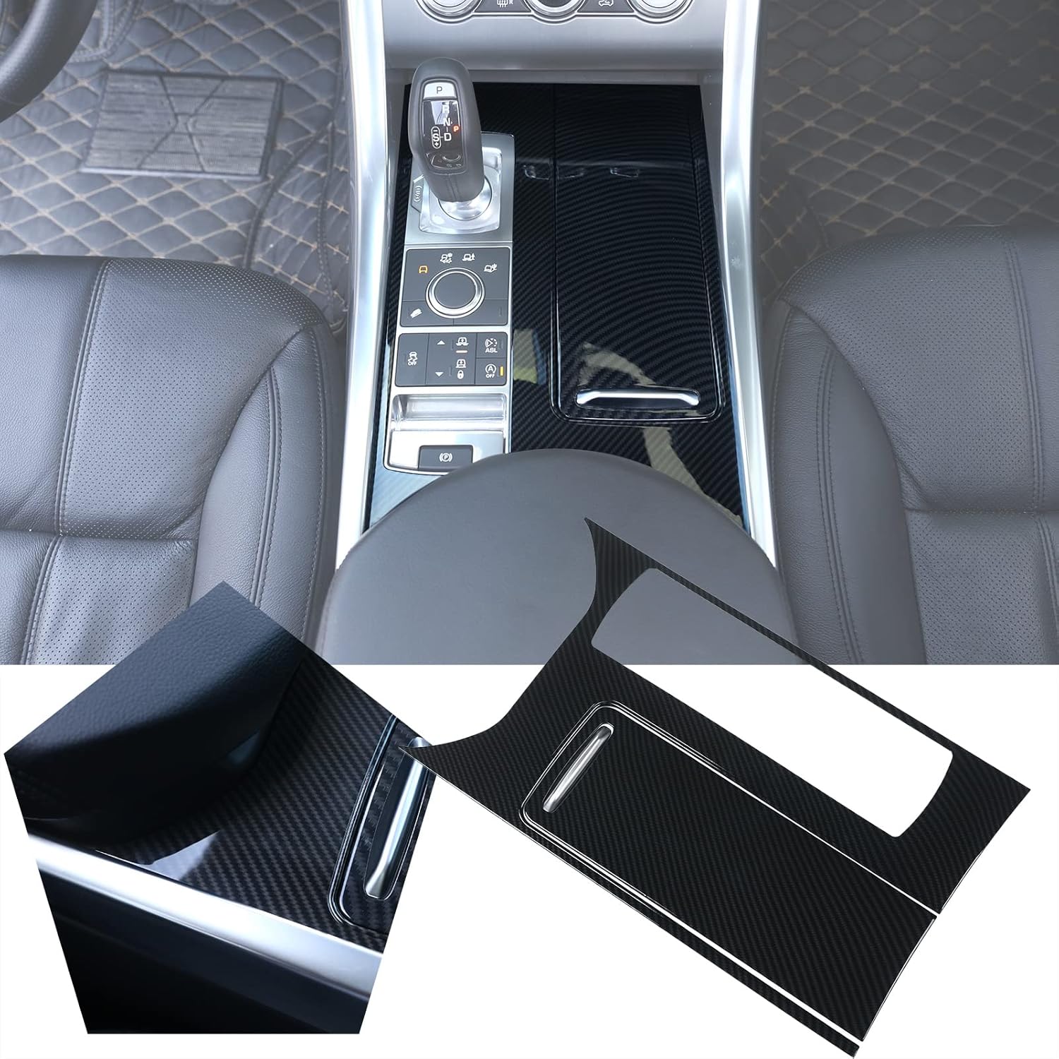 ABS Carbon Fiber Style Plastic Center Console Panel Cover Frame Trim 3pcs for Land Rover Range Rover Sport 2014-2017 Left Hand Drive Accessories