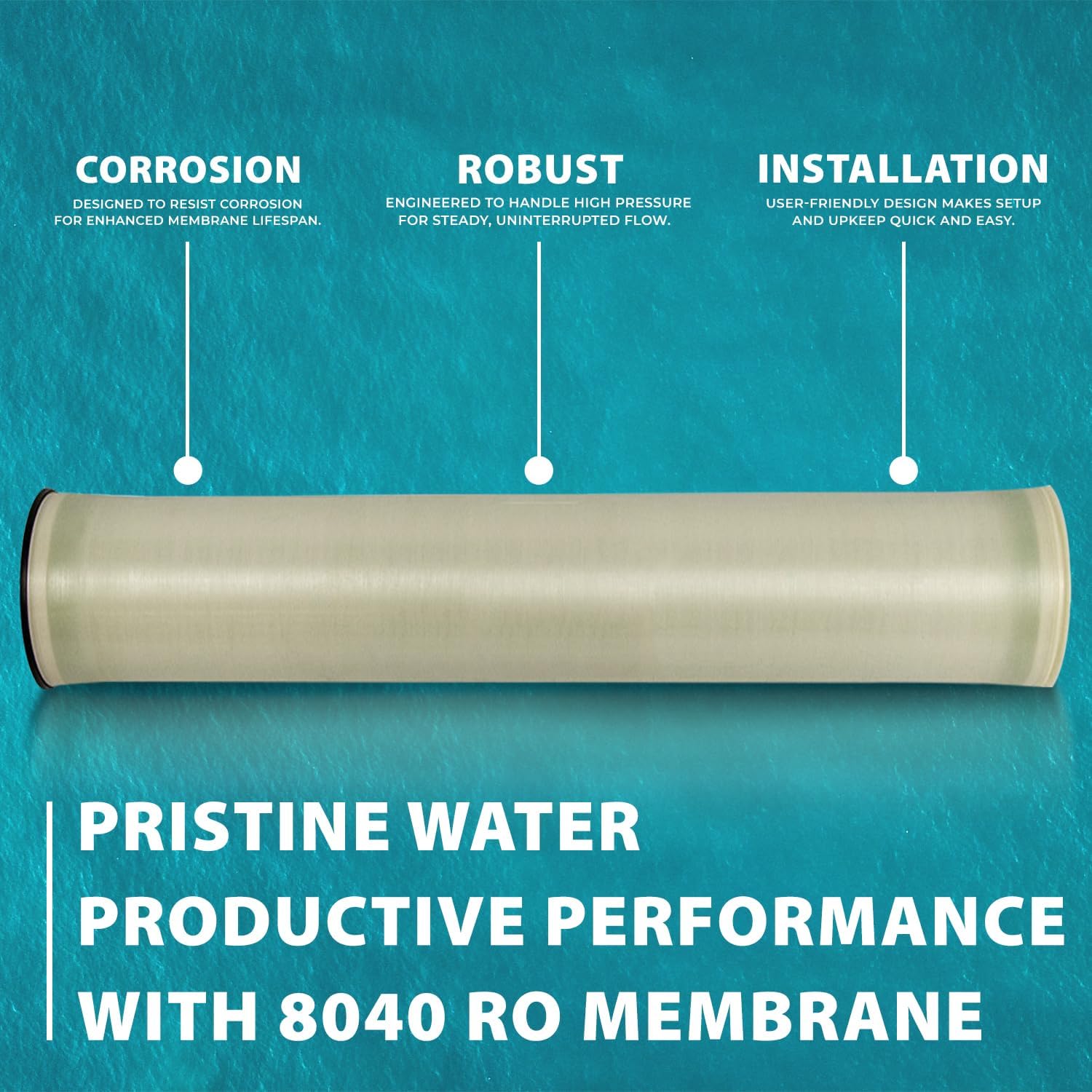 Ozmosis XLE-8040 Reverse Osmosis Membrane 8"x40" | 14,000 GPD Water Filtration, 99.7% Salt Rejection, Robust Corrosion-Resistant Design with Toray Sheets for Industrial & Water Treatment Applications