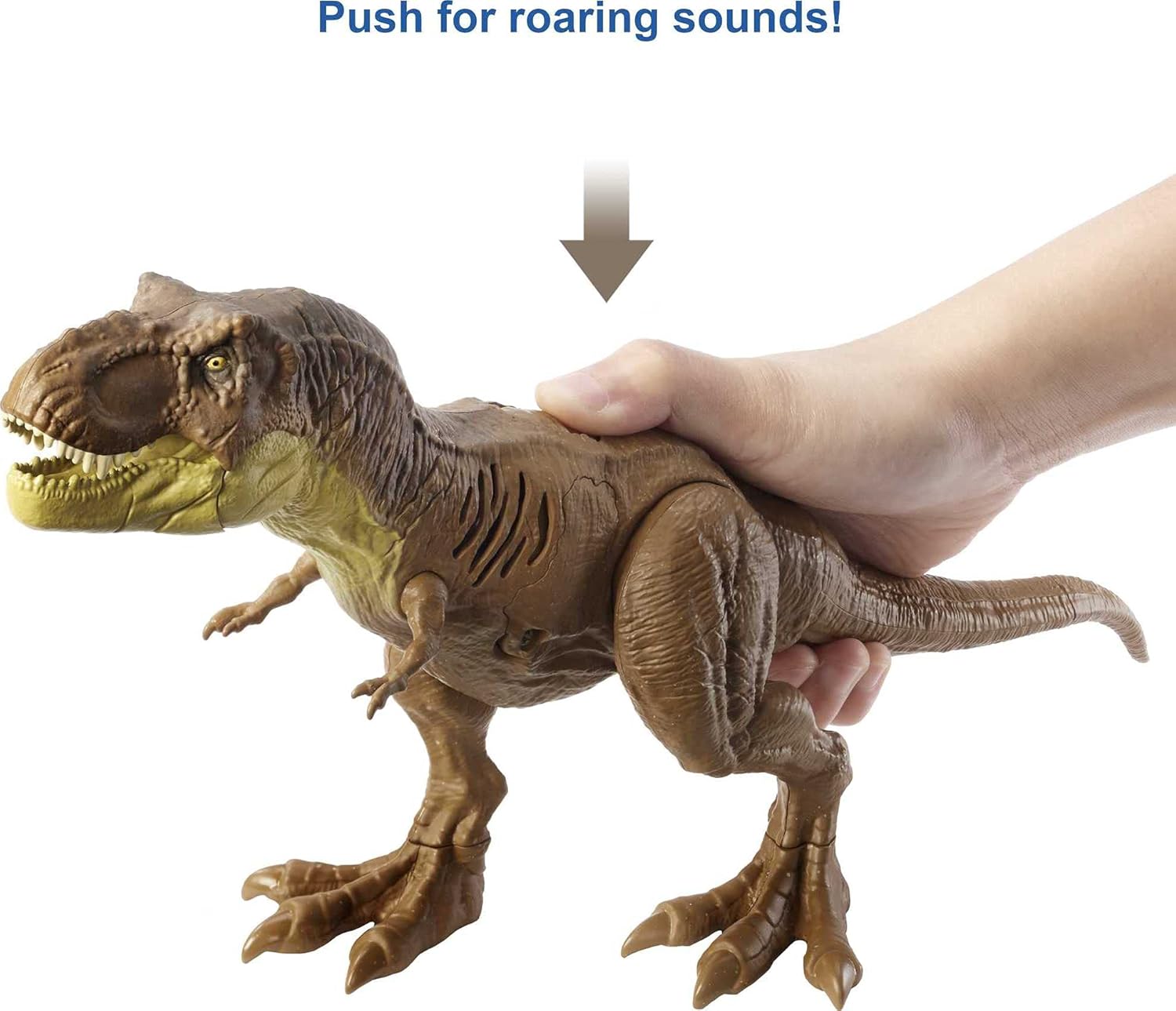 Jurassic World Toys 12-in Dinosaur Figure, Strike & Chomp Action, Sounds, Movable Joints, Great Gift for Ages 4 Years Old & Up,Multicolor,HBK21