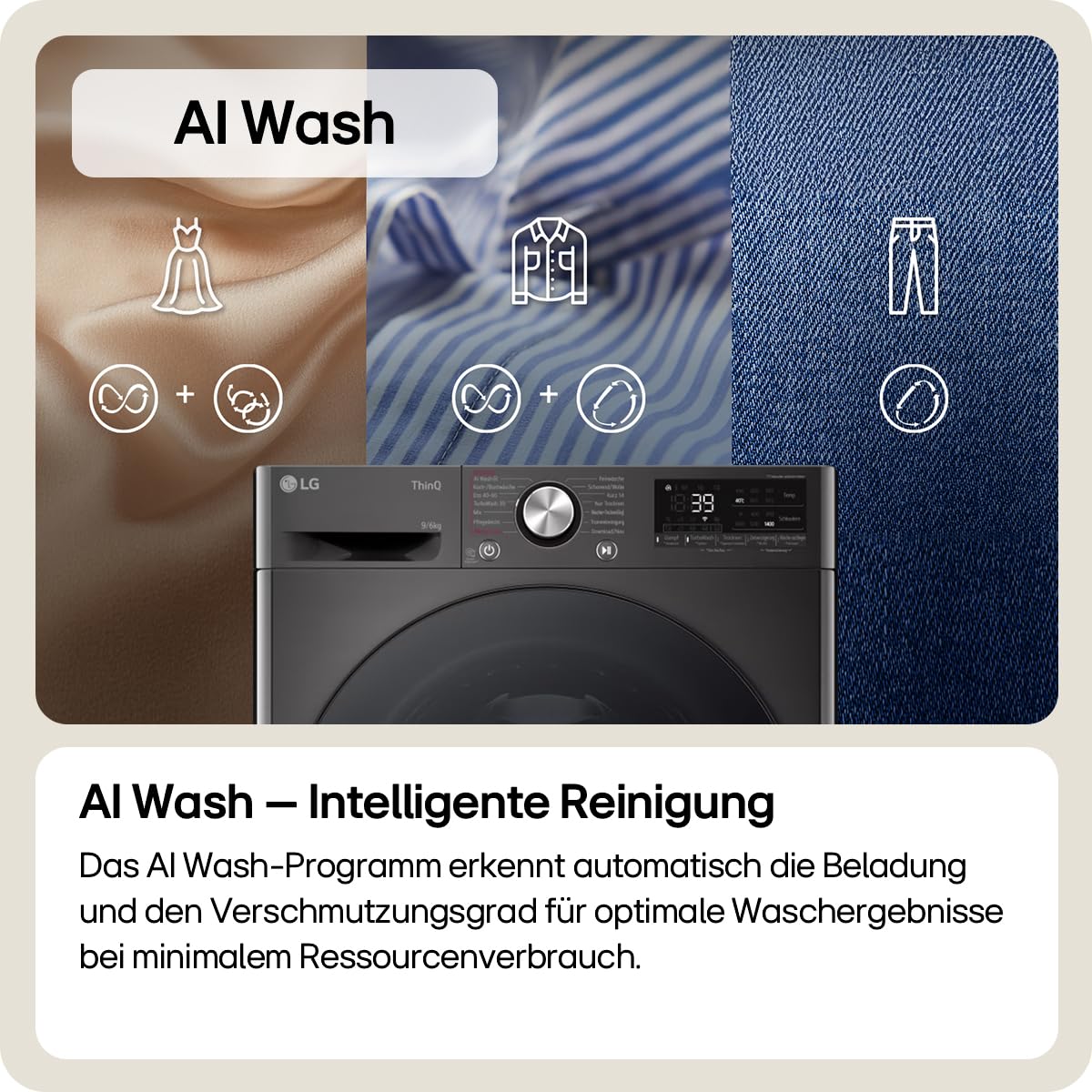 LG W4WR7096YB Frontlader-Waschtrockner 9-6 kg 62 x 60 x 85 cm Wi-Fi AI Direct Drive TurboWash 360 Weiß