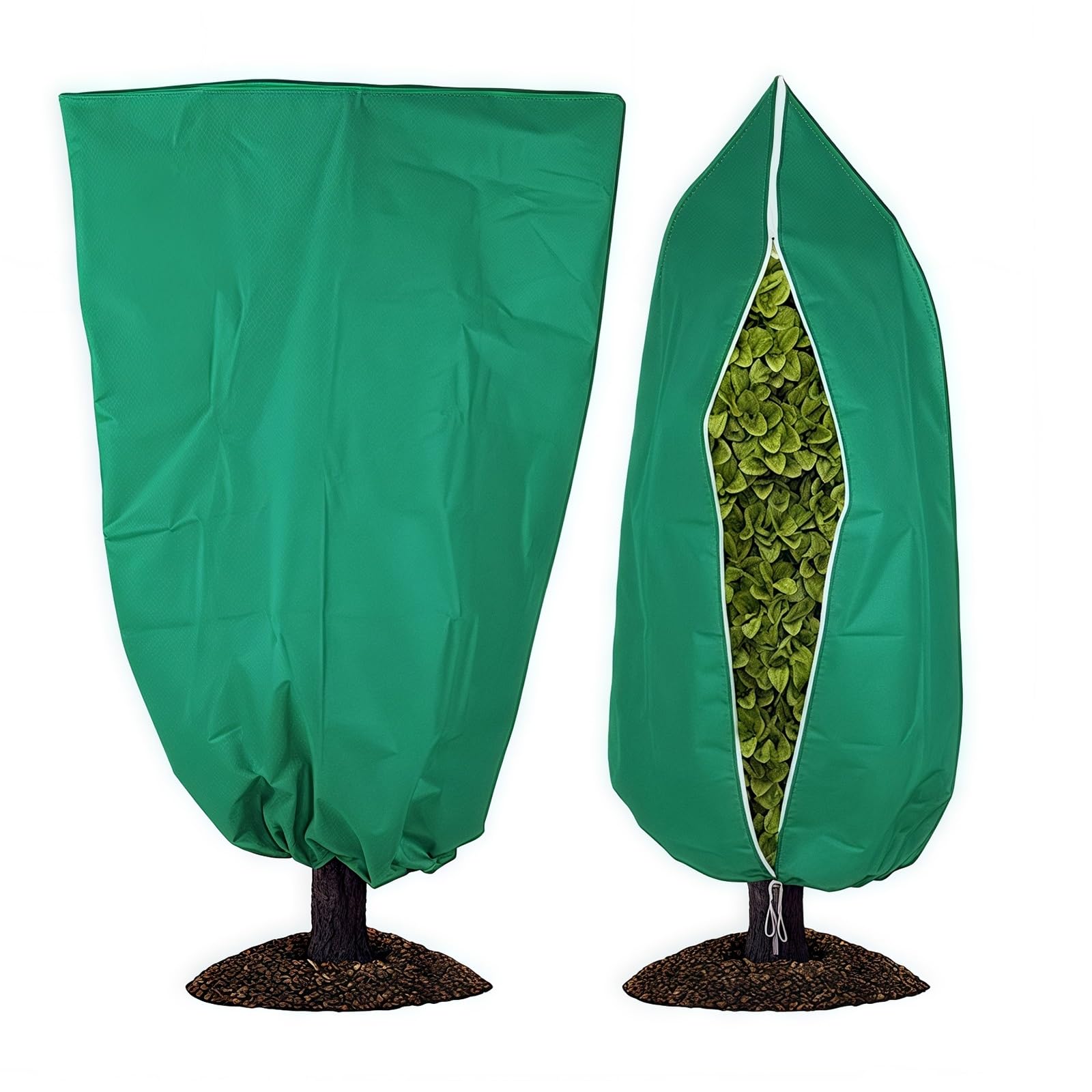 Paquete de 4 protectores de plantas de invierno, a prueba de heladas y frío, con cremallera de cordón, funciona con todo tipo de árboles y plantas (blanco, 60 x 80 cm)