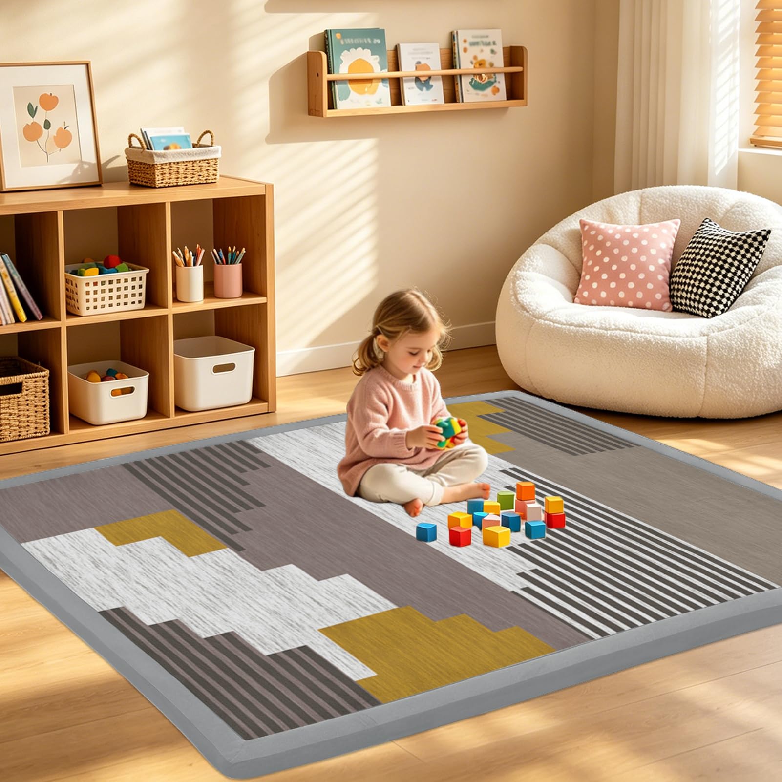 RZUMXOPY Baby Large Play Mat Non Slip Childrens Rug 120 x 180 cm Thick Kids Rugs for Crawling Soft Play Tummy Time