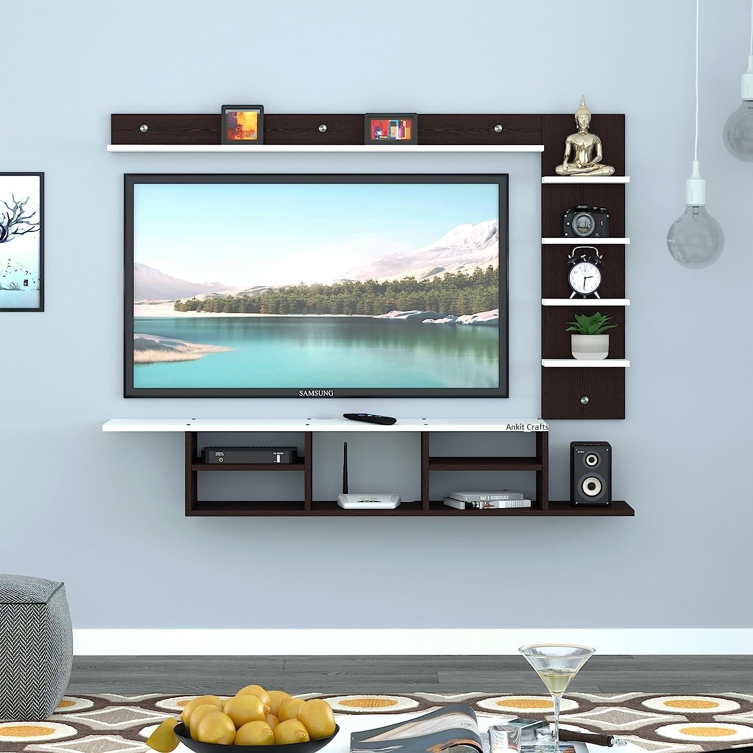 65 Inches TV Unit TV Cabinet TV Showcase TV Stand TV Entertainment Unit TV Panel TV Wall Unit TV Cabinet Living Room TV Unit Living Room (Wenge White, 32-75 Inches - Without Fitting)-image-31