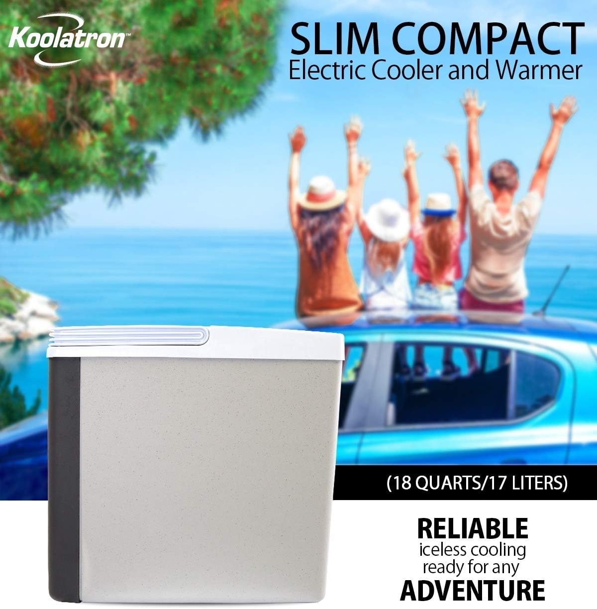 Koolatron Slim Compact P20 Thermoelectric Iceless 12V Cooler Warmer, 17L / 18 Quart Capacity, For Camping, Travel, Truck, SUV, Car, Boat, RV, Trailer, Tailgating, Made in North America : Automotive