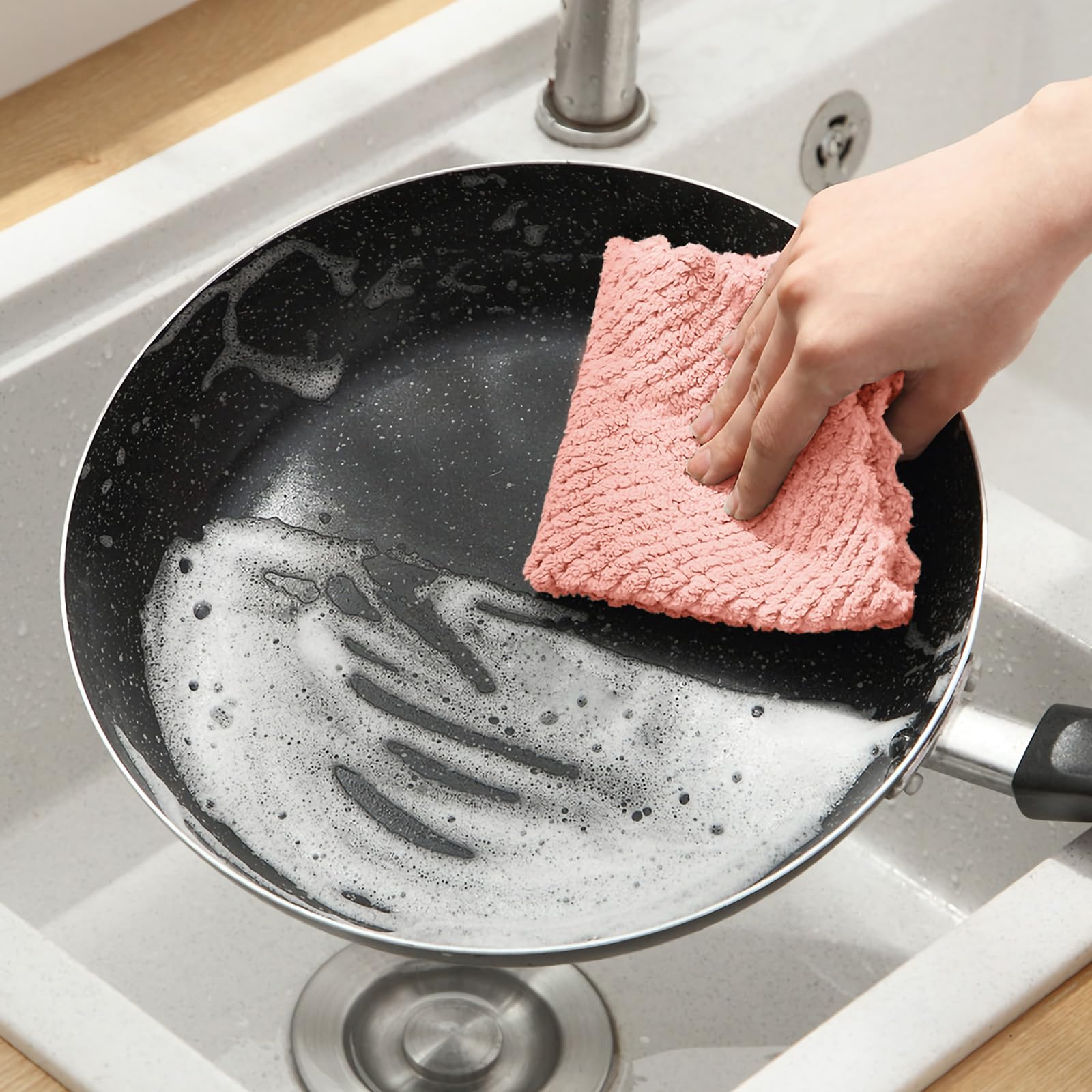 Confezione da 12 strofinacci da cucina, strofinacci super assorbenti in velluto di corallo panni per la pulizia in microfibra di alta qualità, morbidi strofinacci da tè, stracci ad asciugatura rapida