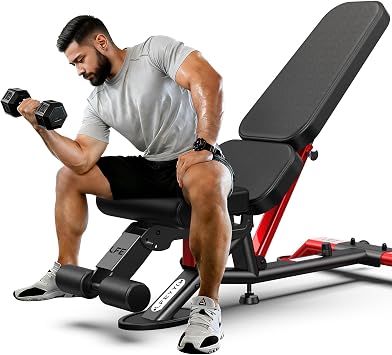 2000LB Adjustable Weight Bench for Home Gym, Incline/Decline/Flat Bench Press, Heavy Duty Foldable Workout Bench