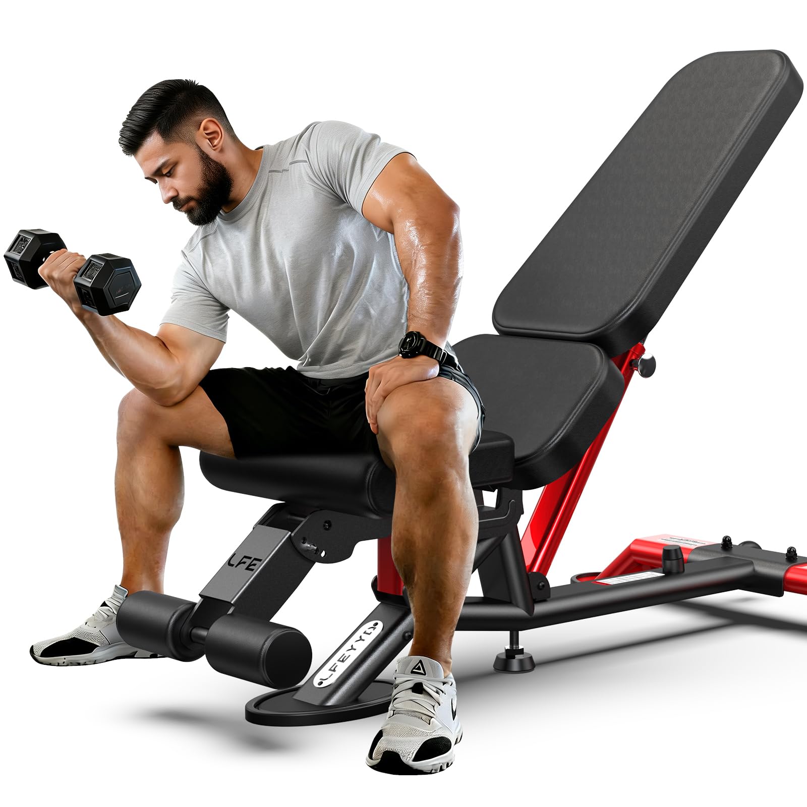 2000LB Adjustable Weight Bench for Home Gym, Incline/Decline/Flat Bench Press, Heavy Duty Foldable Workout Bench