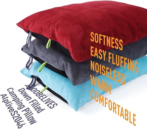 Miniatura 8 de ZOOOBELIVES AlpliveS2046 - Almohadas rellenas de plumón para campamentoviajes, funda suave lavable, almohada de campamento para cuello y soporte