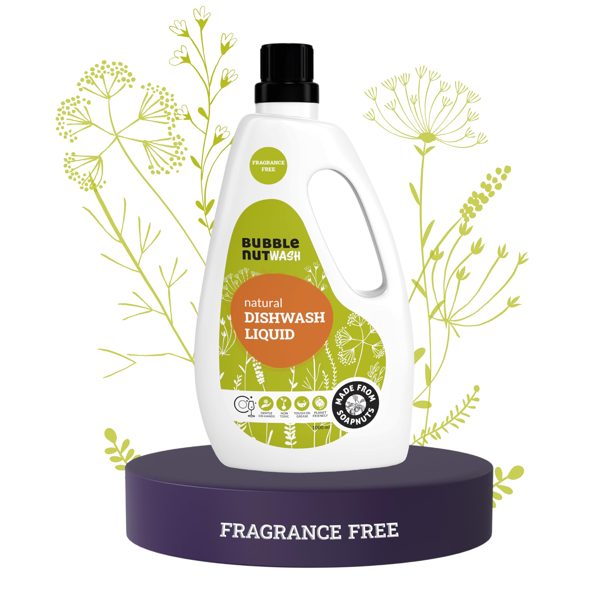 BubbleNut Wash Dishwash Liquid Fragrance Free, Unscented, Free and Clear, Natural, (1000 ml), Herbal, Soap nuts based, Ecofriendly, Baby safe, Dishwashing liquid (1 litre)-picture-20