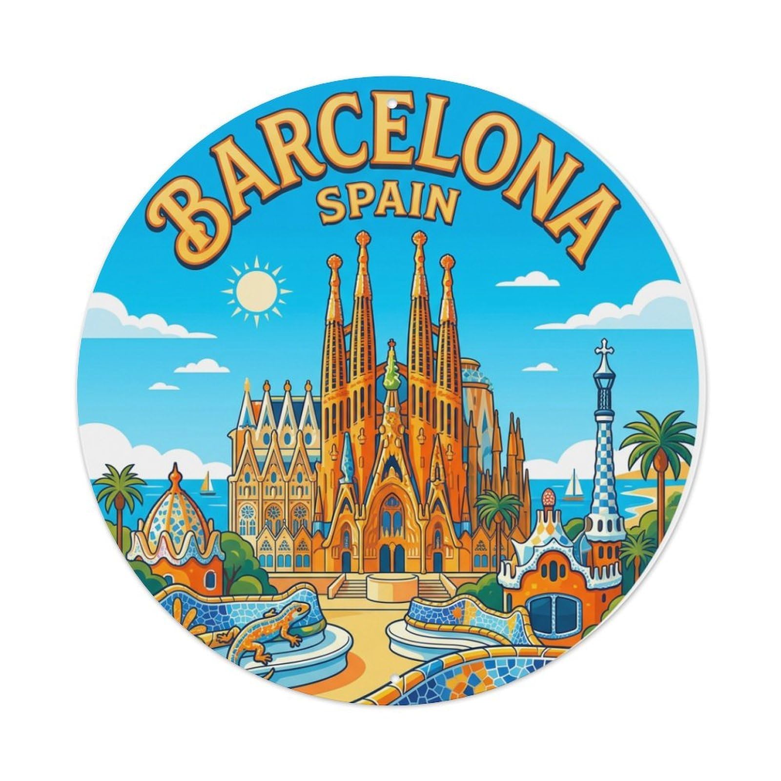 Retro Travel Spain Barcelona Metal Tin Sign