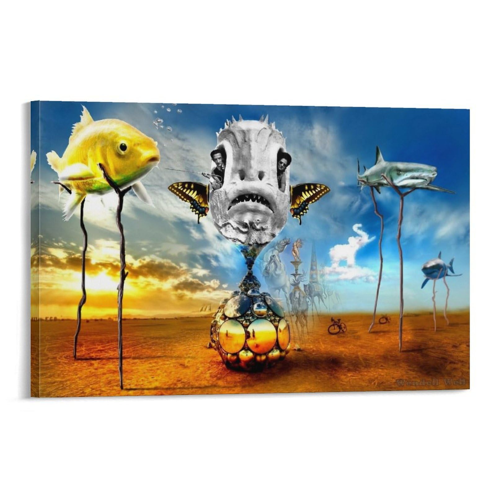 Salvador Dali Montagem Surreal Surrealista Artes Plasticas Fotografia Black White Artista (19) Com Marca Dagua Canvas Painting Poster Wall Art Decorative Picture Prints Modern Decor 20x30inch(50x75cm