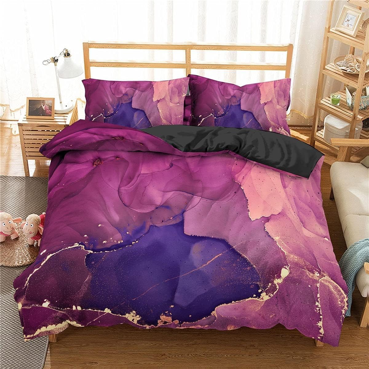 Parure de lit 155x220 cm avec taies 80x80 cm en microfibre imprimée 3D