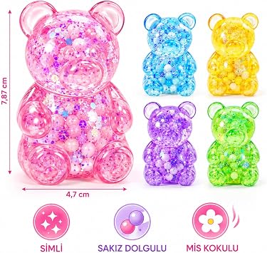 Simli Squishy Ayıcık Sevimli Sukuşi Sıkma Oyuncağı