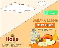 Vista 5 de Holle Bolsas orgánicas de comida para bebés, puré de plátano y llama para bebés con plátano, manzana, mango y albaricoque, (paquete de 6) bocadillos
