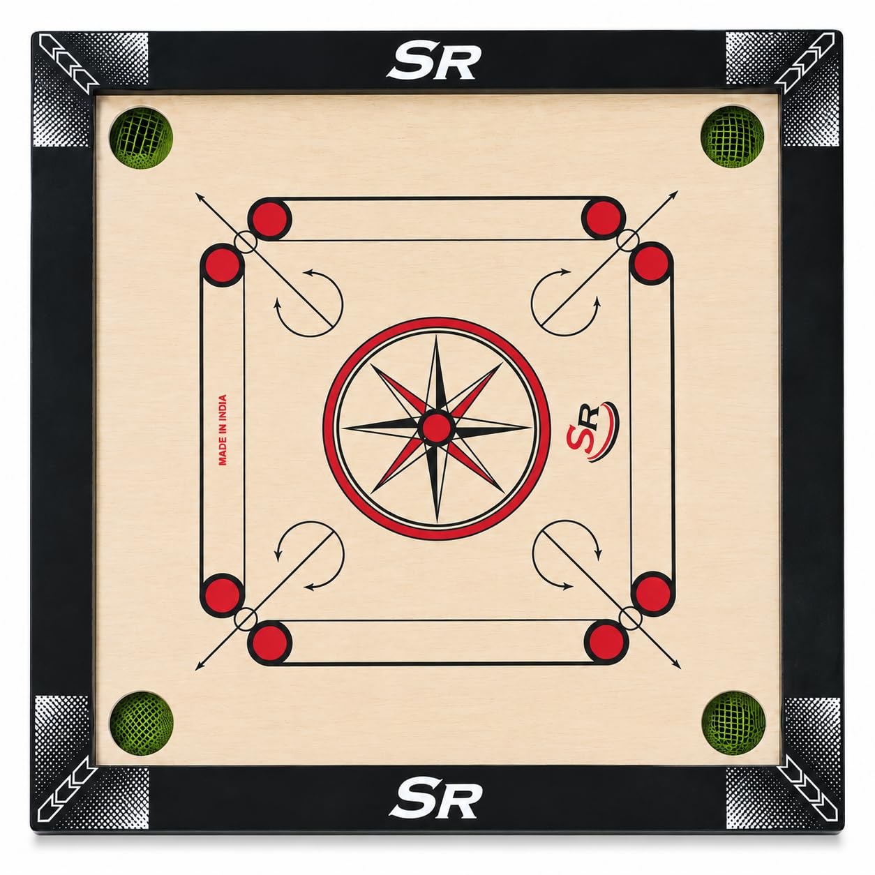 SR Sports Premium Matte Finish Carrom Board, with Striker, Coins & Powder | Smooth Playing Surface | Indoor Family Game for Kids & Adults with Water Proof Playing Surface (20 Inch Small)-image-22