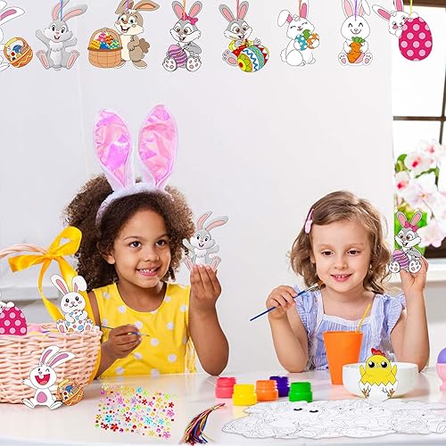 Miniatura 4 de LETRAN Paquete de 48 manualidades de Pascua para niños kit de manualidades de conejo de Pascua haz tu propio kit de conejito para niños manualidades