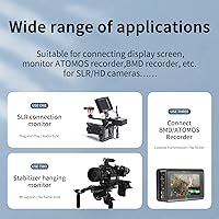 Vista 5 de Cable HDMI en espiral 8K ángulo derecho izquierdo tipo A HDMI 2.1 Cable para cámaras Sony Canon R5 Nikon Blackmagic Pocket Cinema