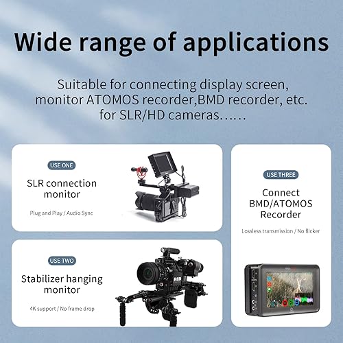 Miniatura 6 de Cable HDMI 8K para monitorización ROV 8K de aguas profundas subacuática, rojo escarlata-W, cámara Canon EOS M6, videocámara Canon XF405, curva