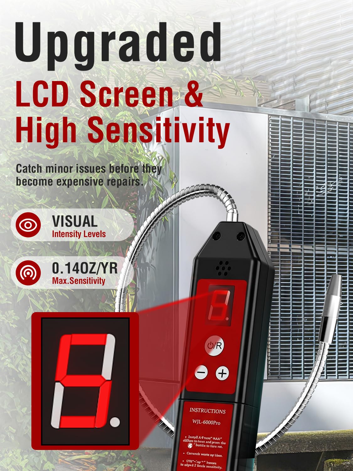 Detector de Fugas de Refrigerante con UV Luz WJL-6000Pro Detector de Freón, Probador de Fugas de Refrigeración Halógeno, HVAC, Aire Acondicionado para Automóviles