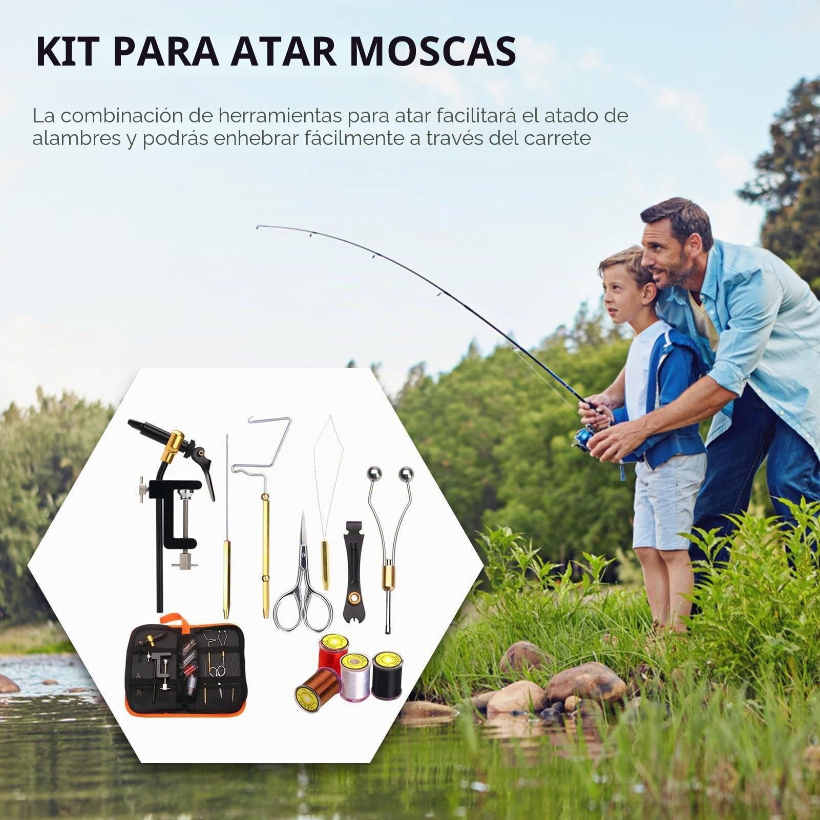 Kit De Herramientas De Montaje De Moscas, Kit De Fabricación De Señuelos De Pesca Con Mosca, Herramienta Portátil De Metal Para Crear Moscas