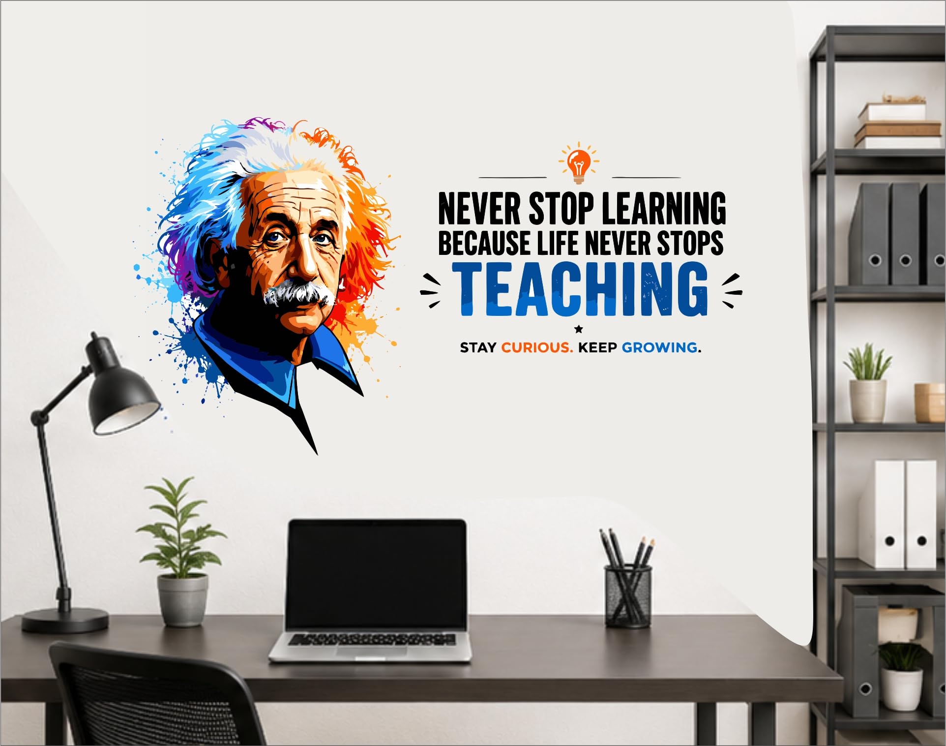 Albert Einstein Never Stop Learning Motivational Wall Sticker for Office, Study & Classroom Decor-image-11