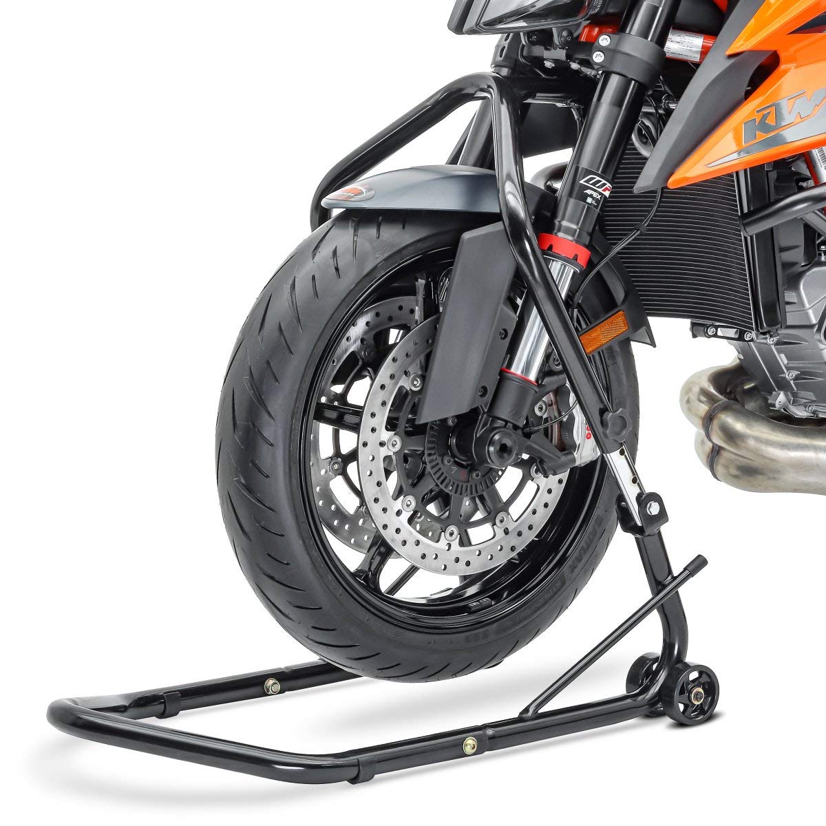 ConStands Vario front stand under fork yoke, motorcycle lift