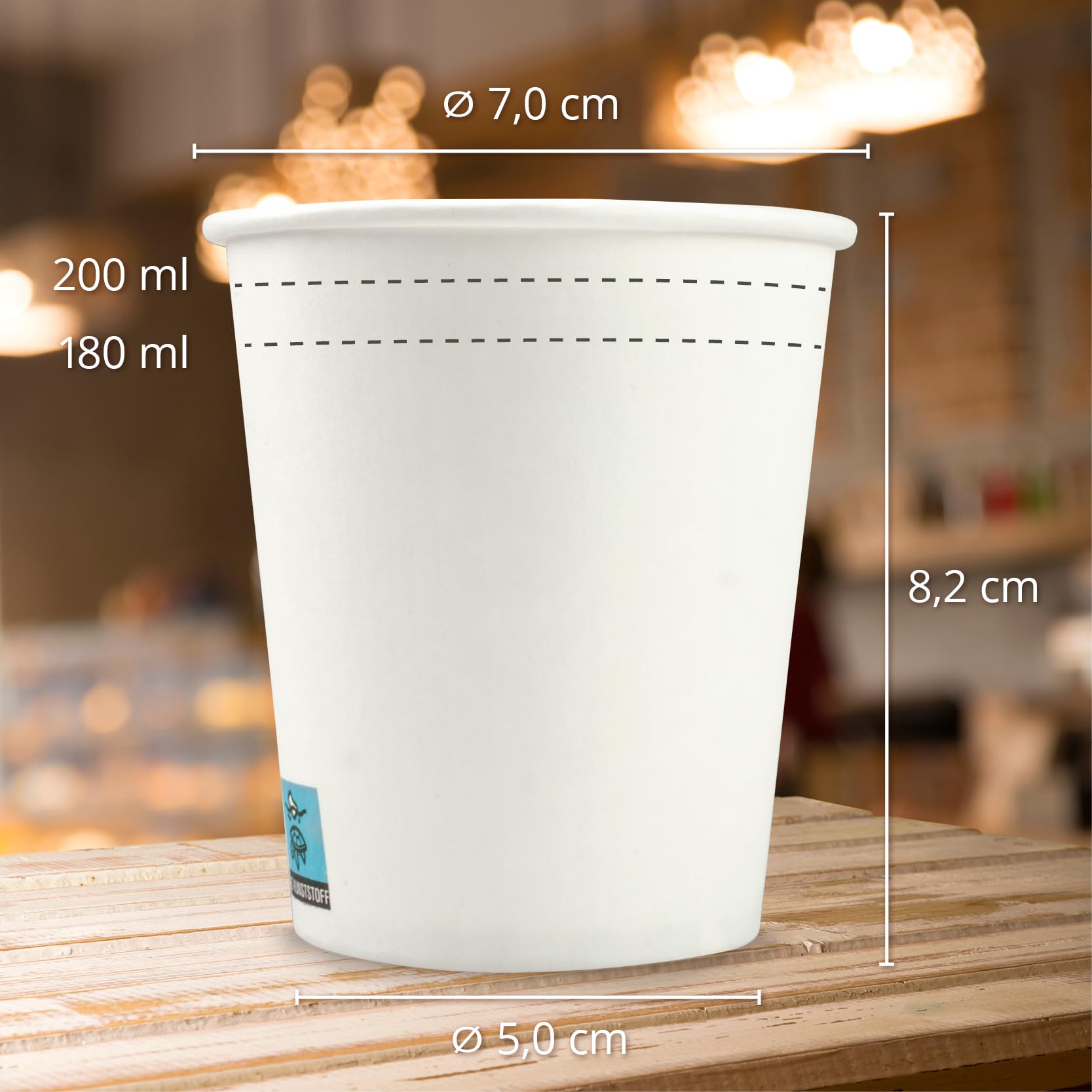 Wellsamed WELLSACUP 1000 Pappbecher 180 ml Weiß, geeignet für Heißgetränke, Coffee to Go, Business, Veranstaltungen, Party