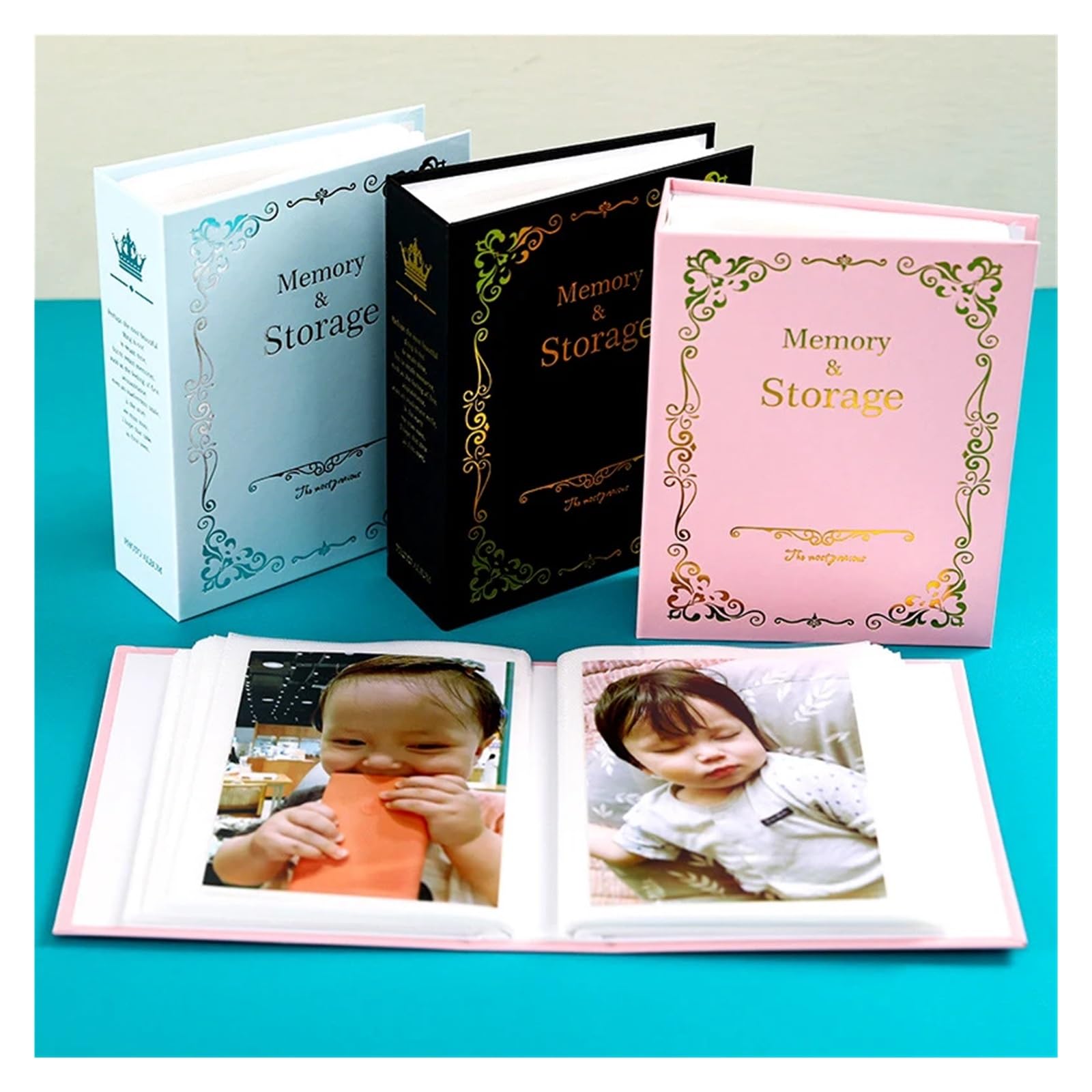 Scrapbook Fotoalbum 100 Bilder Taschen 10x15cm Vergoldet Foto Album 6 Zoll Inters Fotos Buch Fall Speicher(Black)