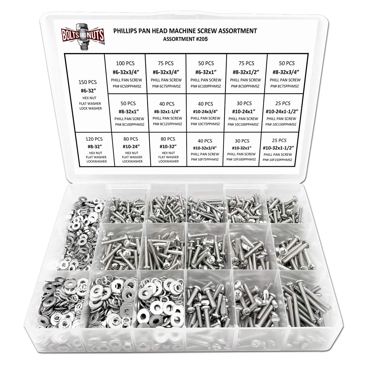 Get Discount 70% Price Stainless Steel Phillips Pan Head Machine Screws Bolts Nuts Washers Assortment Kit - 1921 Pcs!