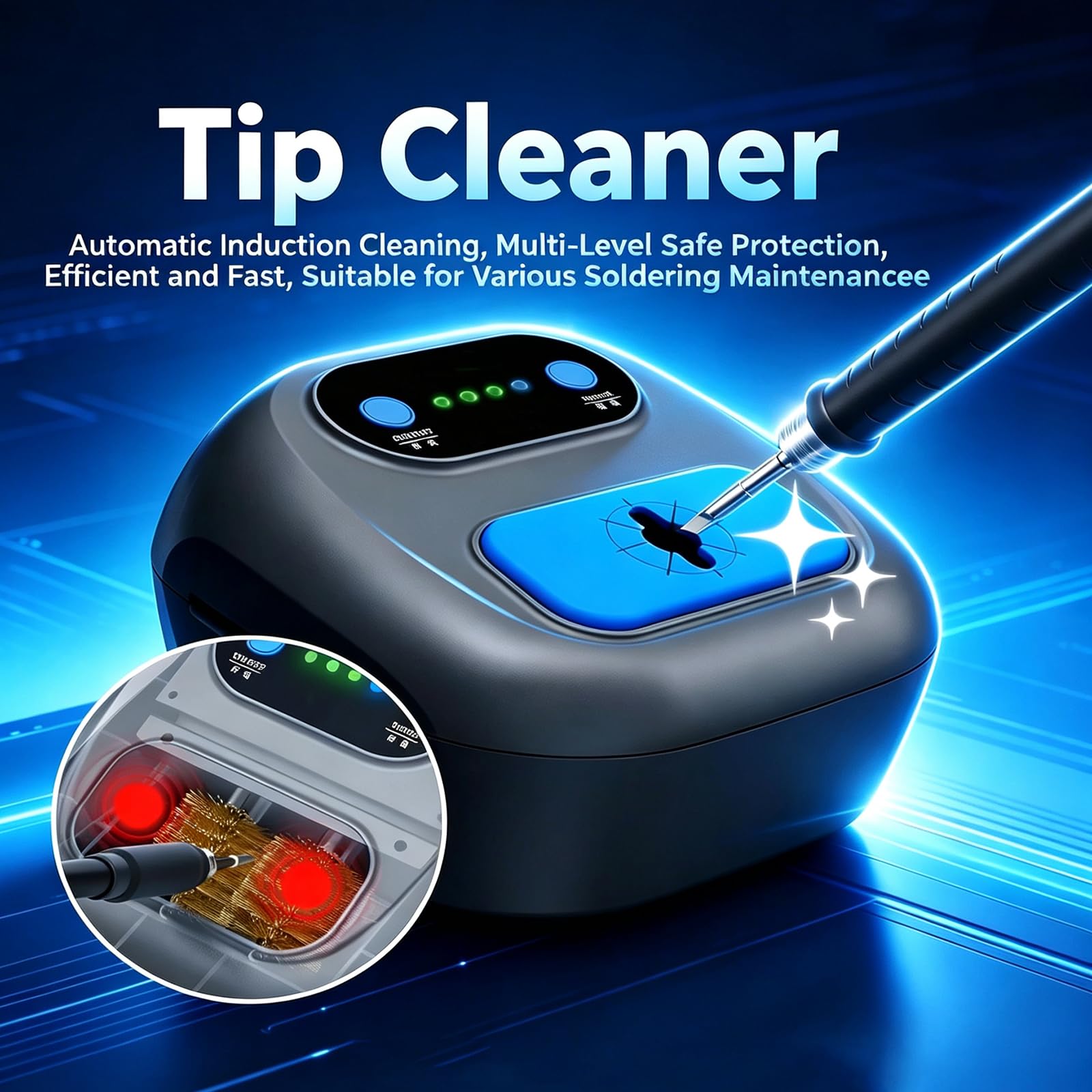 Limpiador Automático De Puntas De Soldadura, Sensor Infrarrojo Dual, con 3 Velocidades Ajustables, Cepillo De Latón, para Limpieza Y Desoldadura De Puntas, Reparación Electrónica