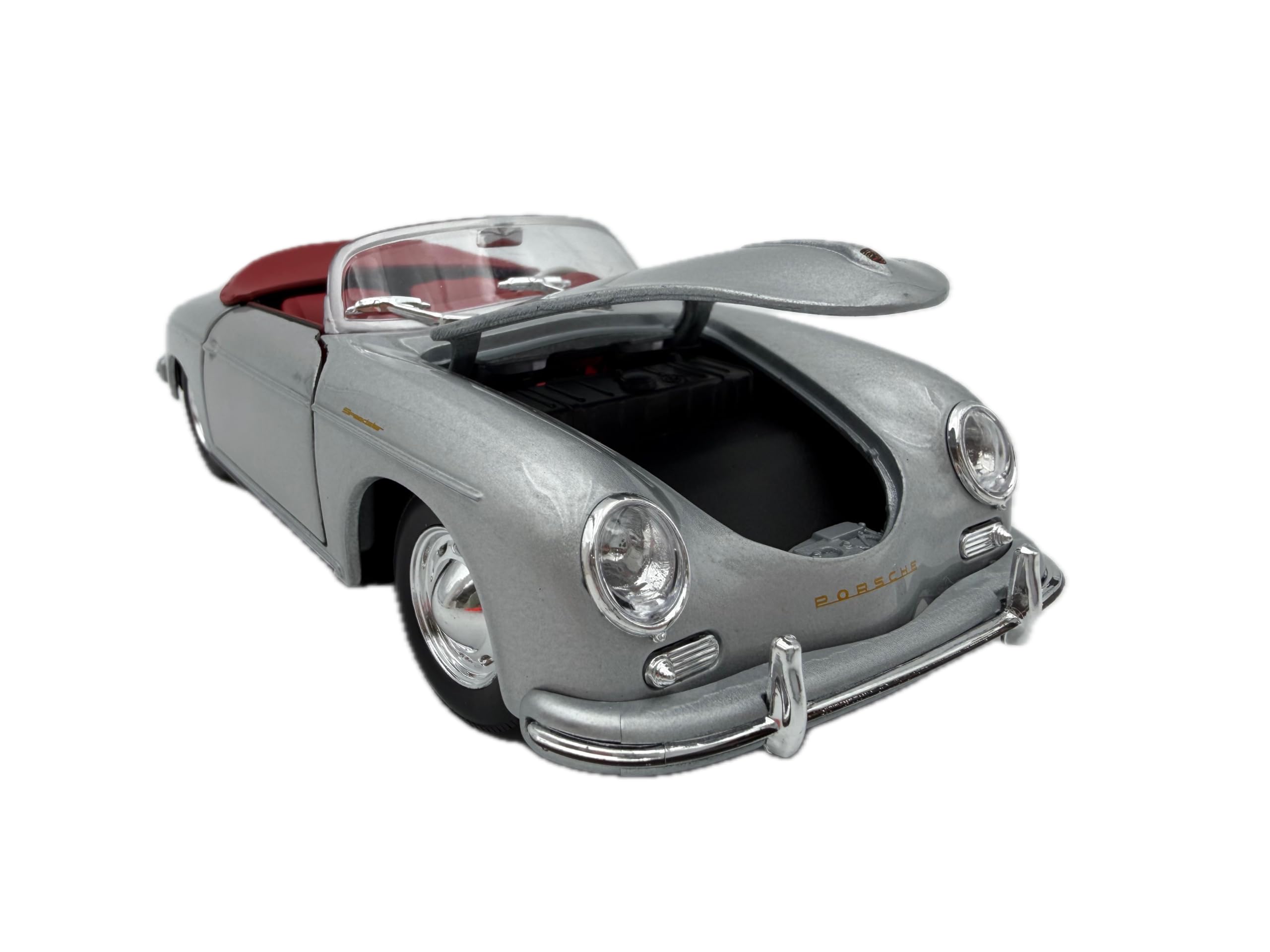 Porsche 356 Speedster Modellauto 1:24, Silber - Detailgetreues Sammlermodell I GT Marketing I Miniatur Fahrzeug (Museum Edition)