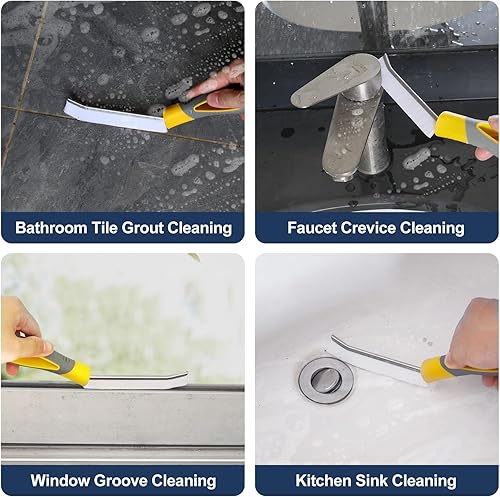 Miniatura 9 de Paquete de 3 cepillos finos para lechada para suelos de azulejos, juego de cepillos de limpieza de grietas de baño, herramienta limpiadora de