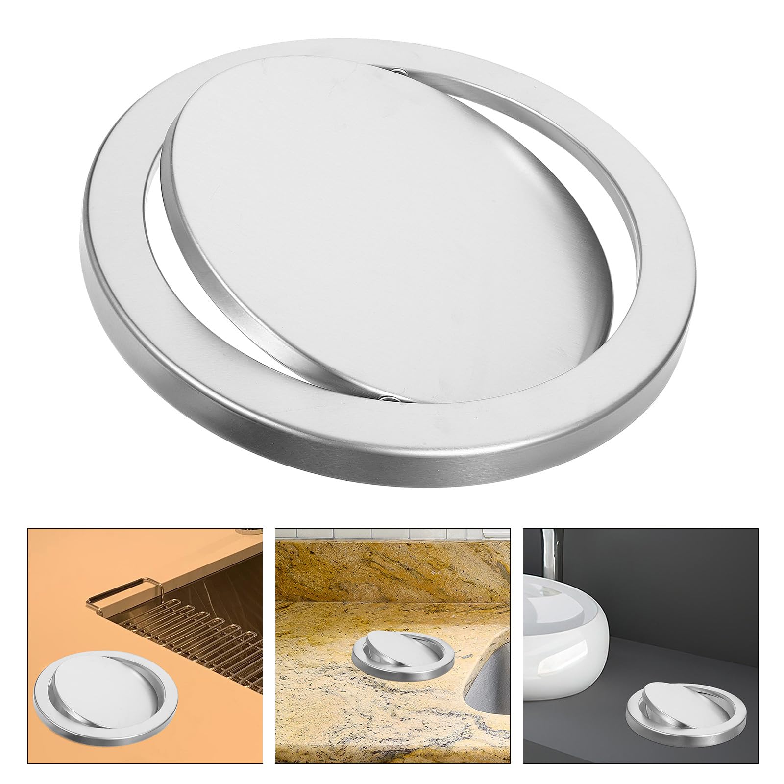 UKCOCO Schwingdeckel aus Edelstahl für Mülltonne 30cm Ersatzdeckel Mülltonnenschutz für Haushalt Büro und Öffentliche Bereiche