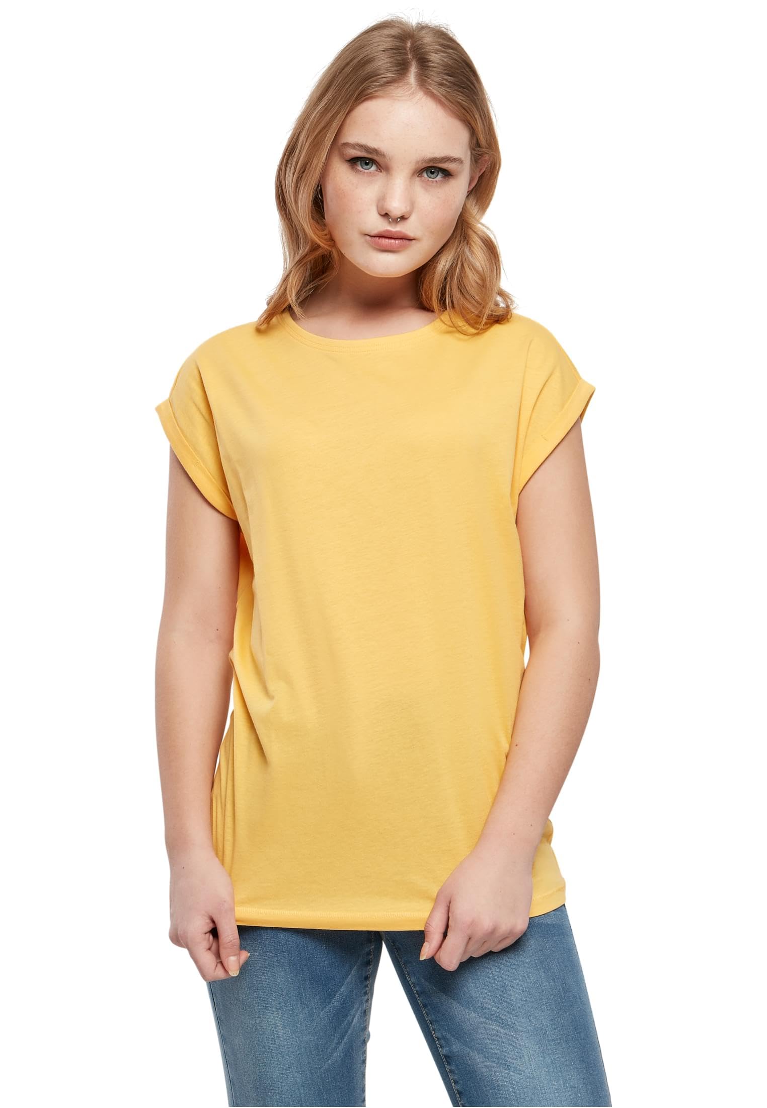 Urban Classics Women's Jaune Long-Shoulder T-Shirt Gt