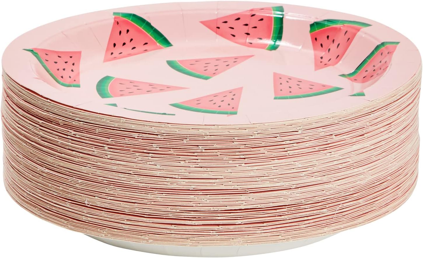 BLUE PANDA 80 Pack Pink Watermelon Paper Plates for Summer Baby Shower, 1st Birthday, One in a Melon Party Decorations (9 In)
