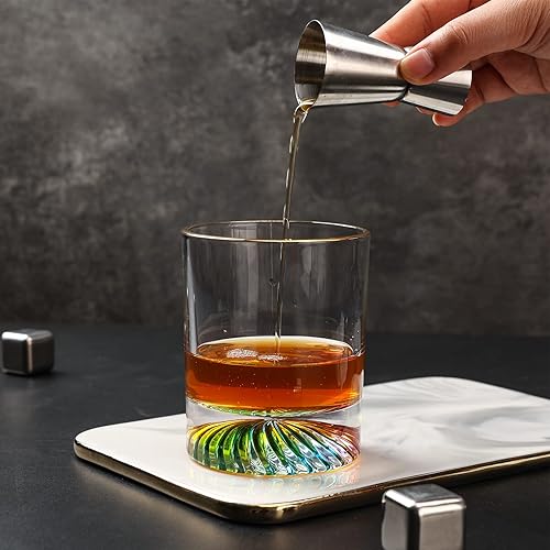 Miniatura 4 de SALADAYS Vasos de whisky coloridos de estilo antiguo 10 onzas para whisky escocés bourbon licor y bebidas de cóctel juego de 4 regalo para hombres