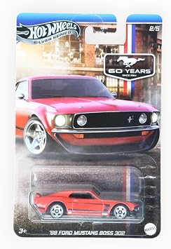 Hot Wheels 69 Ford Mustang Boss 302, Silver Series 2/5, 164 Scale Diecast Car