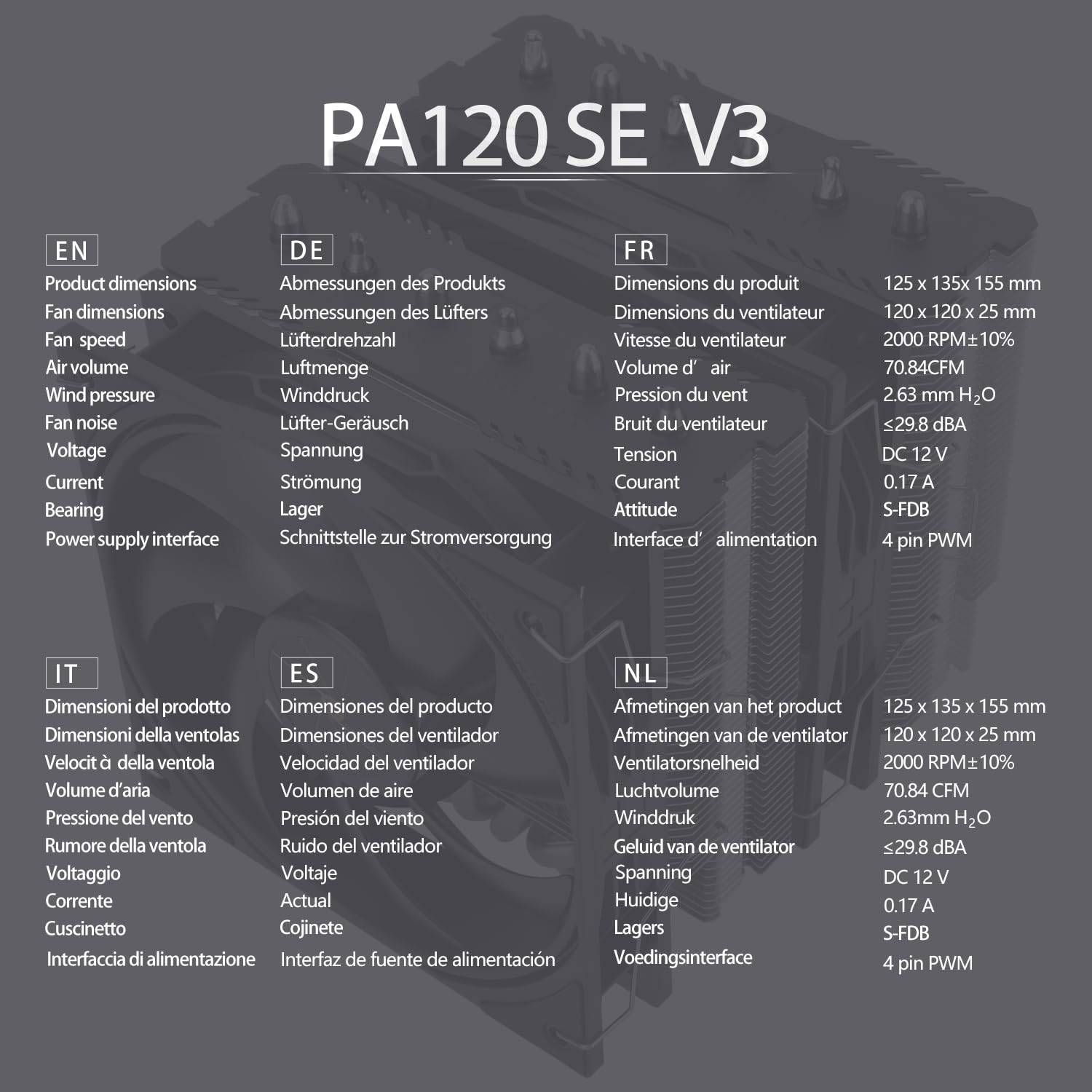 TR-Thermalright Peerless Assassin 120 SE V3 CPU chłodnica powietrza, Dual Tower i wentylator z 6 rurami cieplnymi, 2 x wentylator TL-P12 PWM 120 mm z prędkością 2000 obr./min, do AM5/AM4, Intel