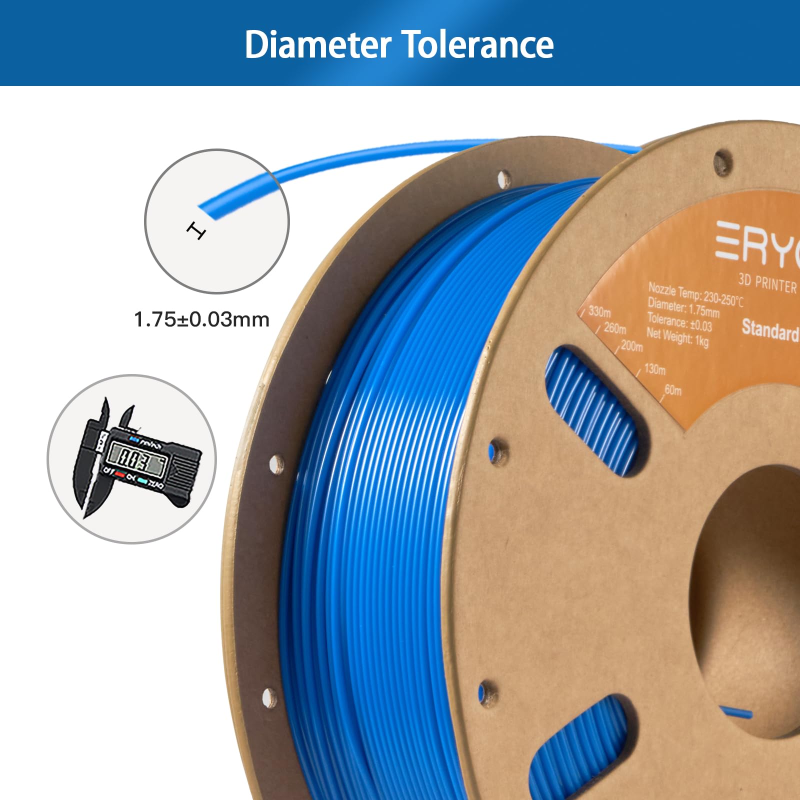 ERYONE PETG Filament 1.75mm, Filament PETG for 3D Printer 1KG, +/-0.03mm, Blue